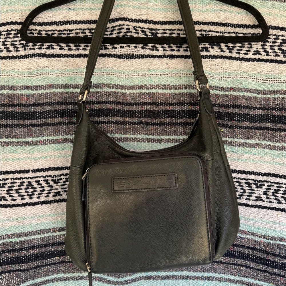 Vintage Fossil Leather Shoulder Bag Black USA Heritage Era 75082